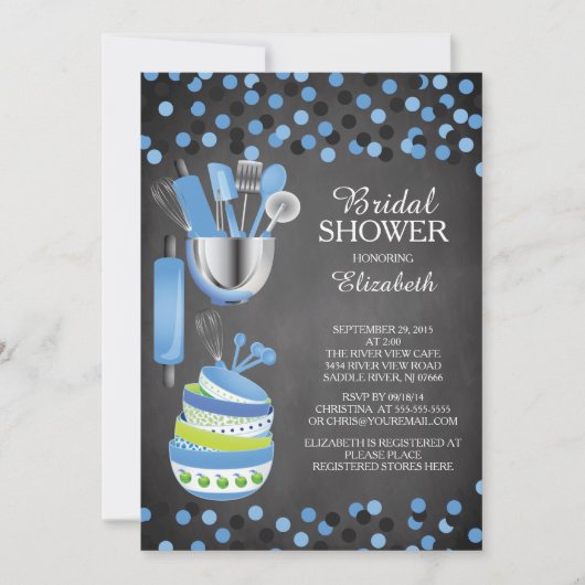 Moderne Confetti Küche Bridal Dusche Einladungen (Vorderseite)