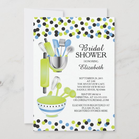 Moderne Confetti Küche Bridal Dusche Einladungen (Vorderseite)
