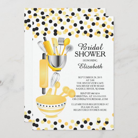 Moderne Confetti Küche Bridal Dusche Einladungen (Vorne/Hinten)