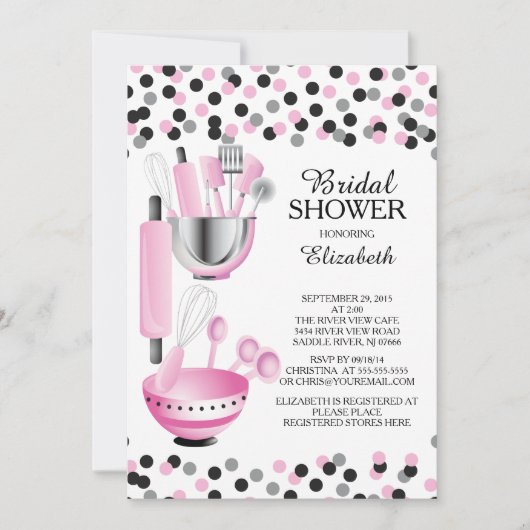 Moderne Confetti Küche Bridal Dusche Einladungen (Vorderseite)