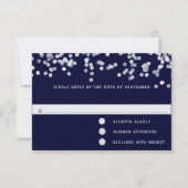 Moderne Confetti Navy Shooting Stars Wedding RSVP Karte (Vorderseite)