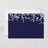 Moderne Confetti Navy Shooting Stars Wedding RSVP Karte (Rückseite)