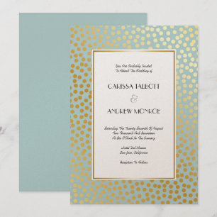 Moderne Confetti Polka Dots Mint und Gold Einladung
