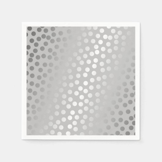 Moderne Confetti Polka Dots Muster Grau und Silber Serviette (Vorderseite)