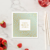 Moderne Confetti Polka Dots Muster Minze und Gold Serviette (Beispiel)
