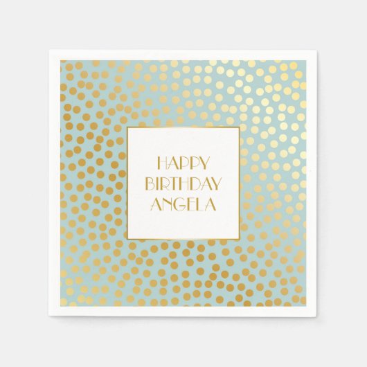 Moderne Confetti Polka Dots Muster Minze und Gold Serviette (Vorderseite)