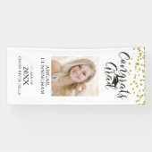 Moderne Confetti Script GLÜCKWUNSCH GRAD Foto Door Banner (Horizontal)