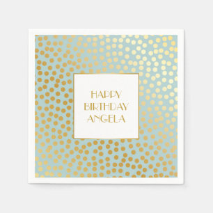 Moderne Confetti-Tupfen-Muster-Minze und Gold Serviette