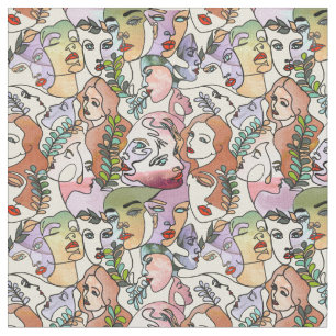Moderne Contour-Linie Doodle zeichnend Kunst Stoff