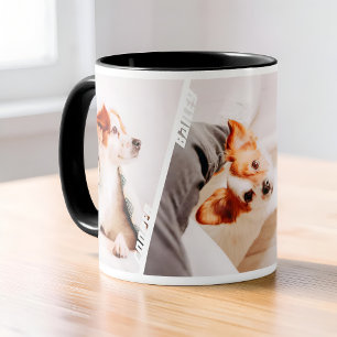 Moderne Cool 3 Foto Namen Collage Mehrfach-Tierbes Tasse