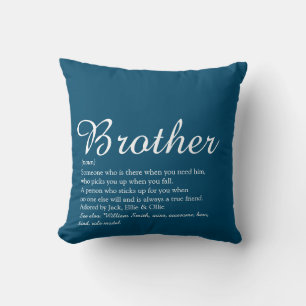 Moderne Cool Blue Welt Beste Bruder Definition Kissen