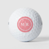Moderne Cool rosa Monogram, erste Golfbälle (Vorderseite)