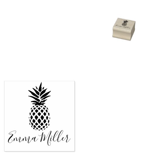 Moderne Coole Ananas Individuelle Name Signatur Gummistempel (Stempel)