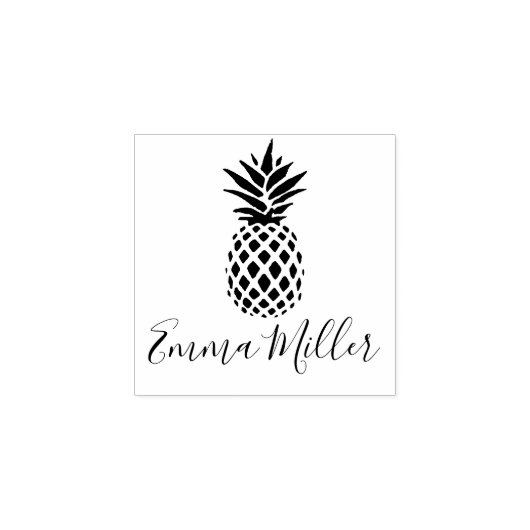 Moderne Coole Ananas Individuelle Name Signatur Gummistempel (Prägung)