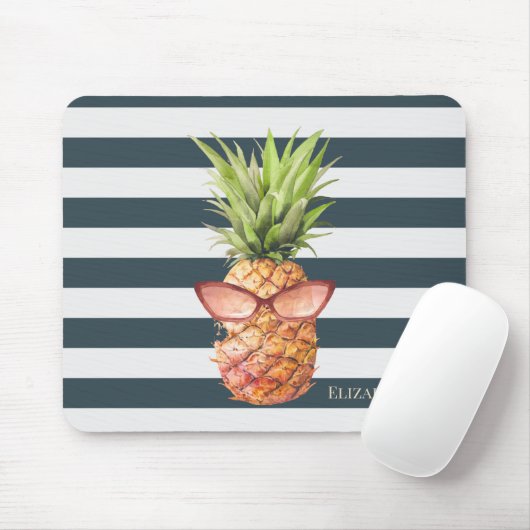 Moderne Coole Ananas Streifen Mousepad (Mit Mouse)