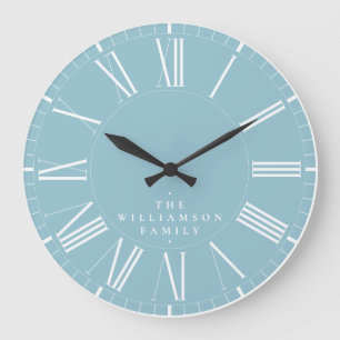 Moderne Coole Chic Stylische Himmelblaue Familie Große Wanduhr