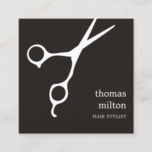 Moderne Coole, einfache Schwarz-weiße Haarstühle Quadratische Visitenkarte (Vorderseite)