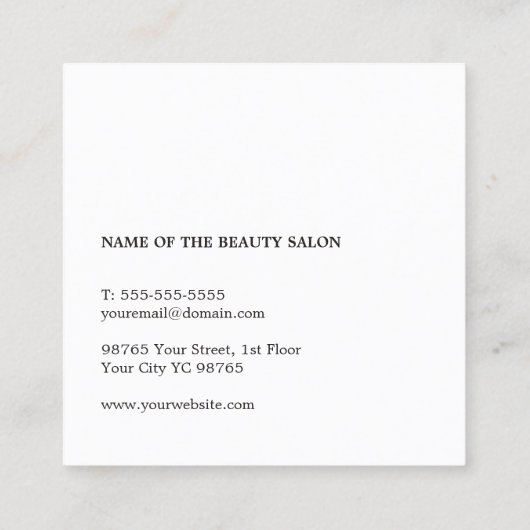 Moderne Coole, einfache Schwarz-weiße Haarstühle Quadratische Visitenkarte (Rückseite)