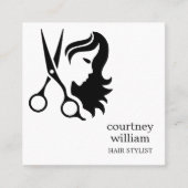 Moderne Coole, einfache Schwarz-weiße Haarstühle Quadratische Visitenkarte (Vorderseite)