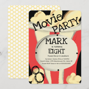 Moderne Coole Filmtheater-Popcorn-Party Geburtstag Einladung