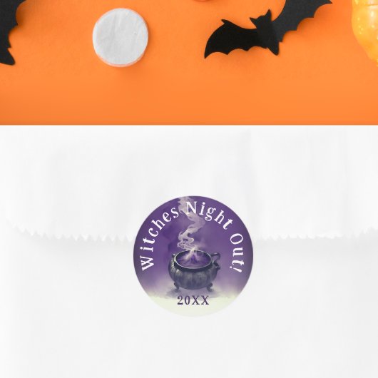 Moderne coole Girls Night Out Purple Hexe Cauldron Runder Aufkleber