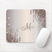 Moderne Coole Glitter-Tropfen Monogramm Mousepad (Mit Mouse)