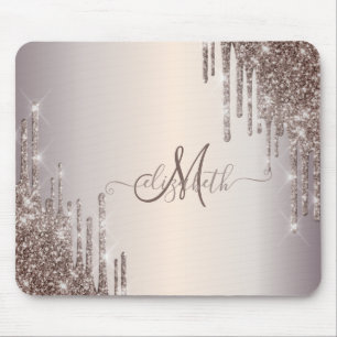 Moderne Coole Glitter-Tropfen Monogramm Mousepad