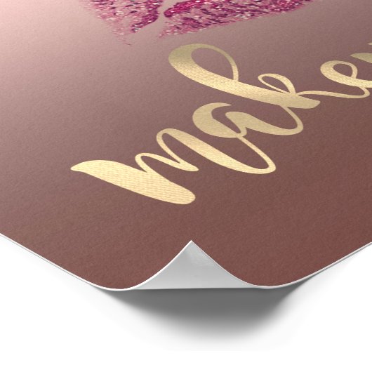 Moderne Coole Glitterie Lips , Makeup artist Poster (Ecke)