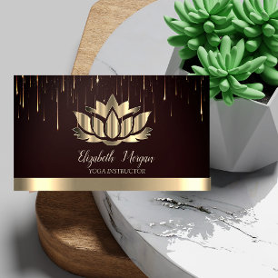 Moderne coole Gold-Lotus-Goldstreifen-Tropfen-Yoga Visitenkarte