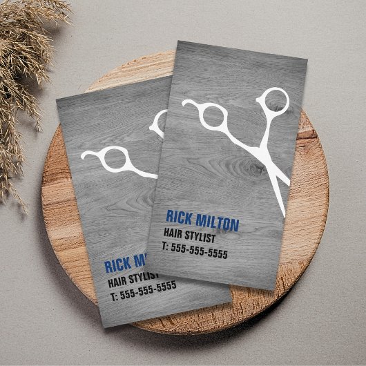 Moderne Coole graue Holzschere Visitenkarte