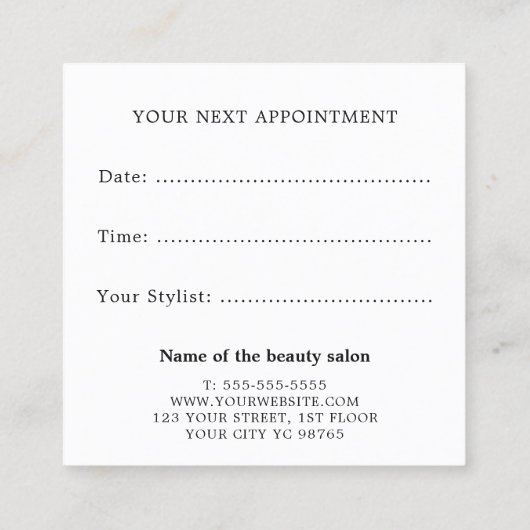 Moderne Coole Haartrockner Foto Ernennung Terminkarte (Rückseite)
