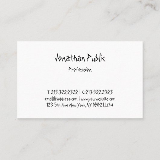 Moderne Coole handgeschriebene Skriptvorlage Visitenkarte (Rückseite)