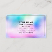 Moderne Coole, holografische Glasbläser-Pastell Visitenkarte (Rückseite)