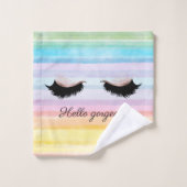 Moderne Coole Imitate Lashes Regenbogenstreifen Badhandtuch Set (Waschlappen)