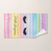 Moderne Coole Imitate Lashes Regenbogenstreifen Badhandtuch Set (Handtuch)