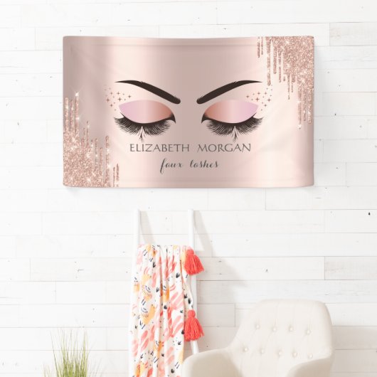 Moderne Coole Imitate Lashes Rose Gold Tropfen Bea Banner (Insitu)