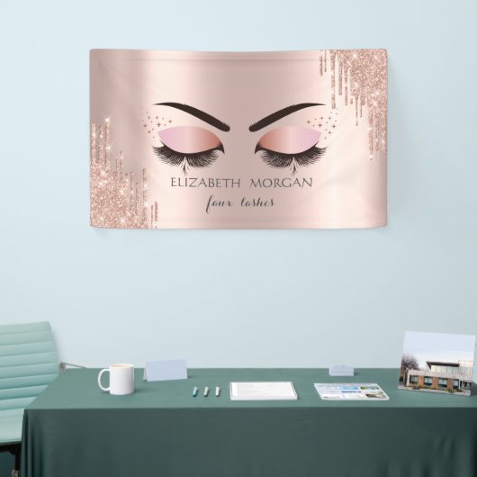 Moderne Coole Imitate Lashes Rose Gold Tropfen Bea Banner (Messeveranstaltung)