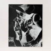 Moderne Coole Maskulinarisch Schwarz-Weiß Cowboy K Puzzle (Vertikal)