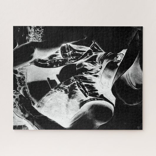 Moderne Coole Maskulinarisch Schwarz-Weiß Cowboy K Puzzle (Horizontal)