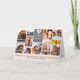 Moderne coole monogramm-Rosa-Foto-Collage Karte