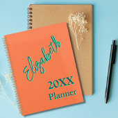 Moderne Coole Neon Coral Woche und Monat 2025 Planer