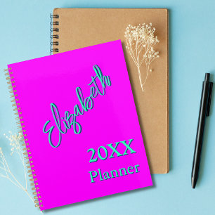 Moderne Coole Neon Magenta Woche und Monat 2025 Planer