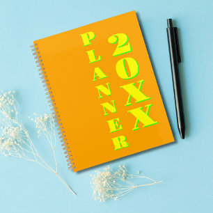 Moderne Coole Neon Orange Woche und Monat 2025 Planer