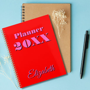 Moderne Coole Neon Rosa Woche und Monat 2025 Planer