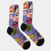 Moderne coole Pop Kunst Der farbenfrohe Cartoon li Socken (Rechts)