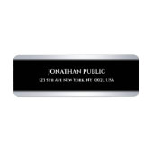 Moderne Coole Schwarz-Silber-Vorlage Rücksendeadre (Vorne)