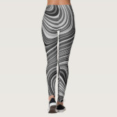 Moderne, Coole Schwarz-weiße Silver Grau Curvy Lin Leggings (Rückseite)