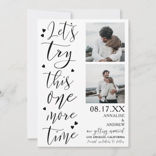 Moderne coole Skripte 2 Fotos lass Save the Date (Vorderseite)