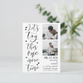 Moderne coole Skripte 2 Fotos lass Save the Date Postkarte (Stehend Vorderseite)