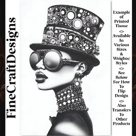 Moderne, Coole Steampunk-Frau B&W AC8 Dekoupage Seidenpapier